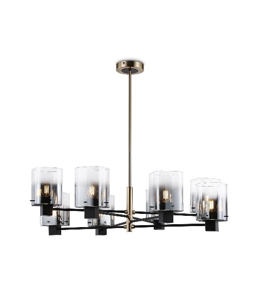 Люстра Ambrella light LH57043/8 BK/DBS/SM черный/темная латунь/дымчатый E14/8 max 40W D830*710