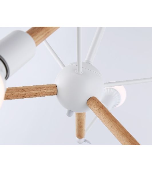 Светильник Ambrella light TR80485/6 WH/LW белый/светлое дерево E27/6 max 60W D930*510