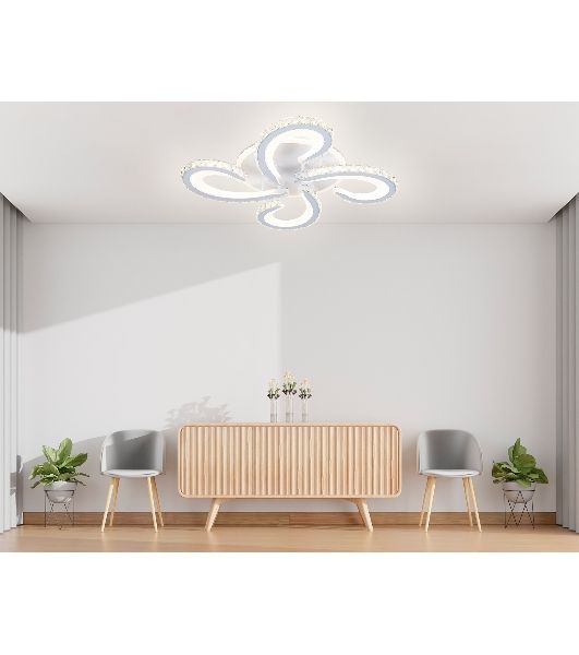 Потолочный светодиодный светильник Ambrella light FA1702/4 WH/CH белый/хром 121W 3000K-6400K 560*560*90 (ПДУ РАДИО 2.4G)