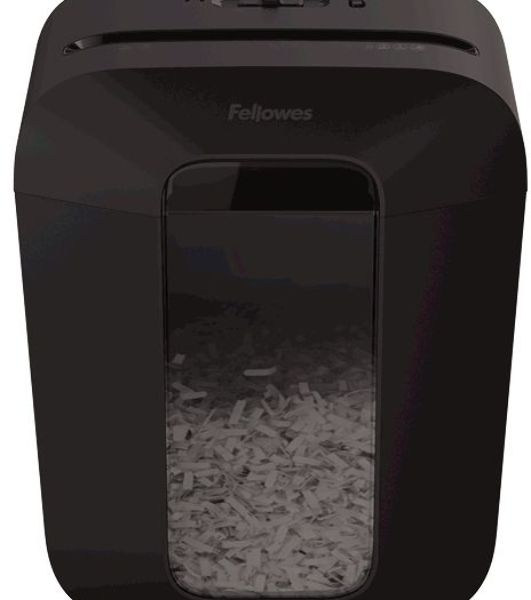 Шредер Fellowes PowerShred LX50 черный (секр.P-4)/перекрестный/9лист./17лтр./скрепки/скобы/пл.карты