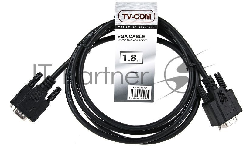 Кабель для монитора VGA (M) -) VGA (M), 1,5 м, TV-COM (QCG341AD-1.8M), ферритовые кольца