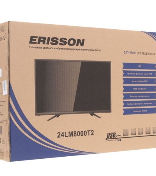 Телевизор Erisson 24" 24LM8000CT2 черный DLED HD Ready 60Hz