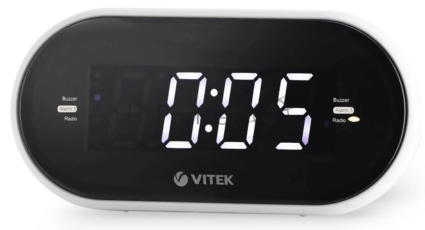 Будильник Vitek VT-6602 BK по 2 значения каждый. Диапазон частот FM 87,5-108 МГц. Мощность 5 вт. Размер дисплея 1,2 дюйм. Сигнал будильника зуммер / радио. Кнопка короткого сна. Таймер отключения. Тип тюнера цифровой. символов дисплея синий. корпуса черны