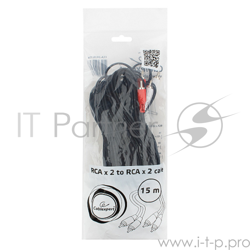 Кабель аудио Cablexpert CCA-2R2R-15M, 2xRCA - 2xRCA, 15м