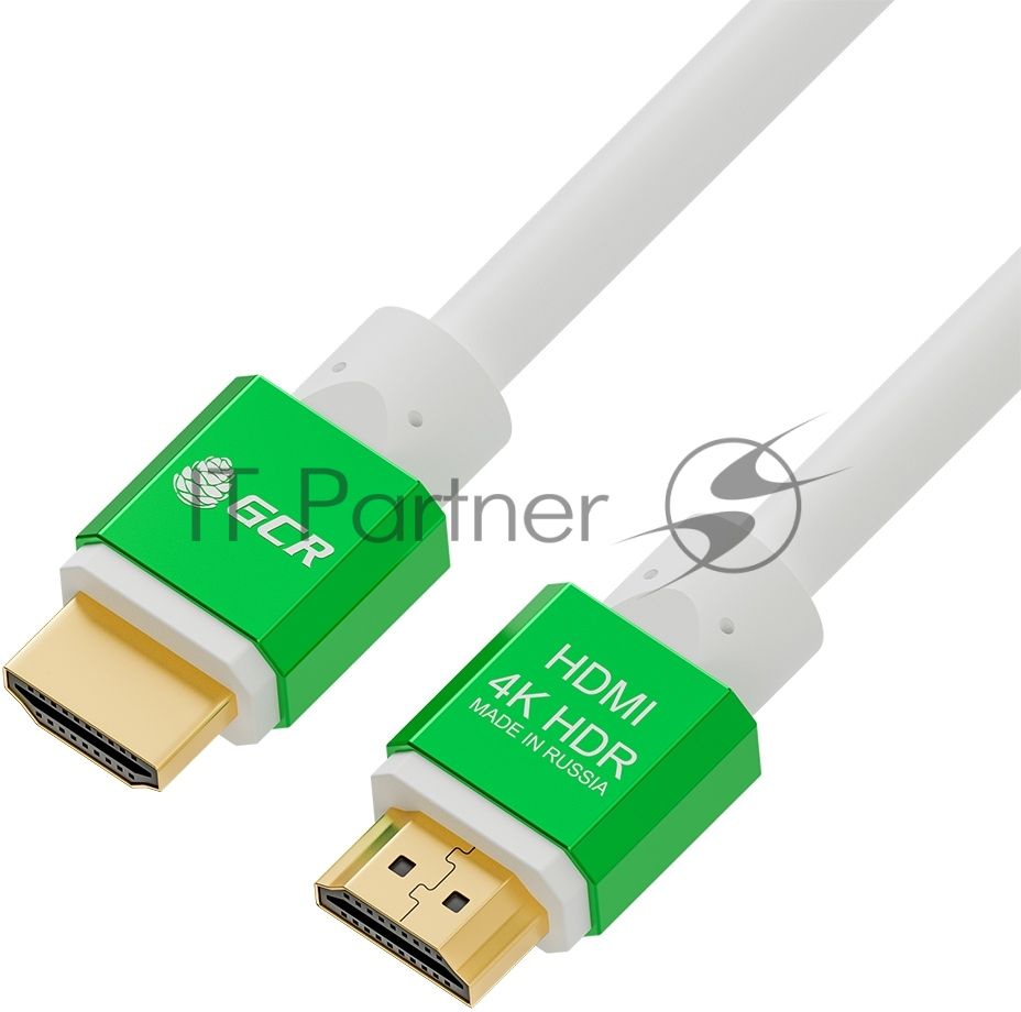 Кабель Greenconnect 3.0m HDMI версия 2.0, HDR 4:2:2, Ultra HD, 4K 60 fps 60Hz/5K*30Hz, 3D, AUDIO, 18.0 Гбит/с, 28/28 AWG, OD7.3mm, тройной экран, белый, AL корпус зеленый, GCR-51293 Greenconnect Кабель 3.0m HDMI версия 2.0, HDR 4:2:2, Ultra HD, 4K 60 fps