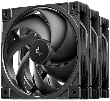 Вентилятор корпусной DeepCool FD12 V2 (3 шт.), 120 мм, 500-2500 об/мин, 32.32-35.66 дБ, 4 pin PWM, без подсветки