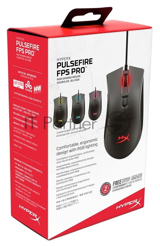 Игровая мышь HyperX Pulsefire Pro (6 кнопок, 16000 dpi, USB, RGB подсветка, HX-MC003B)