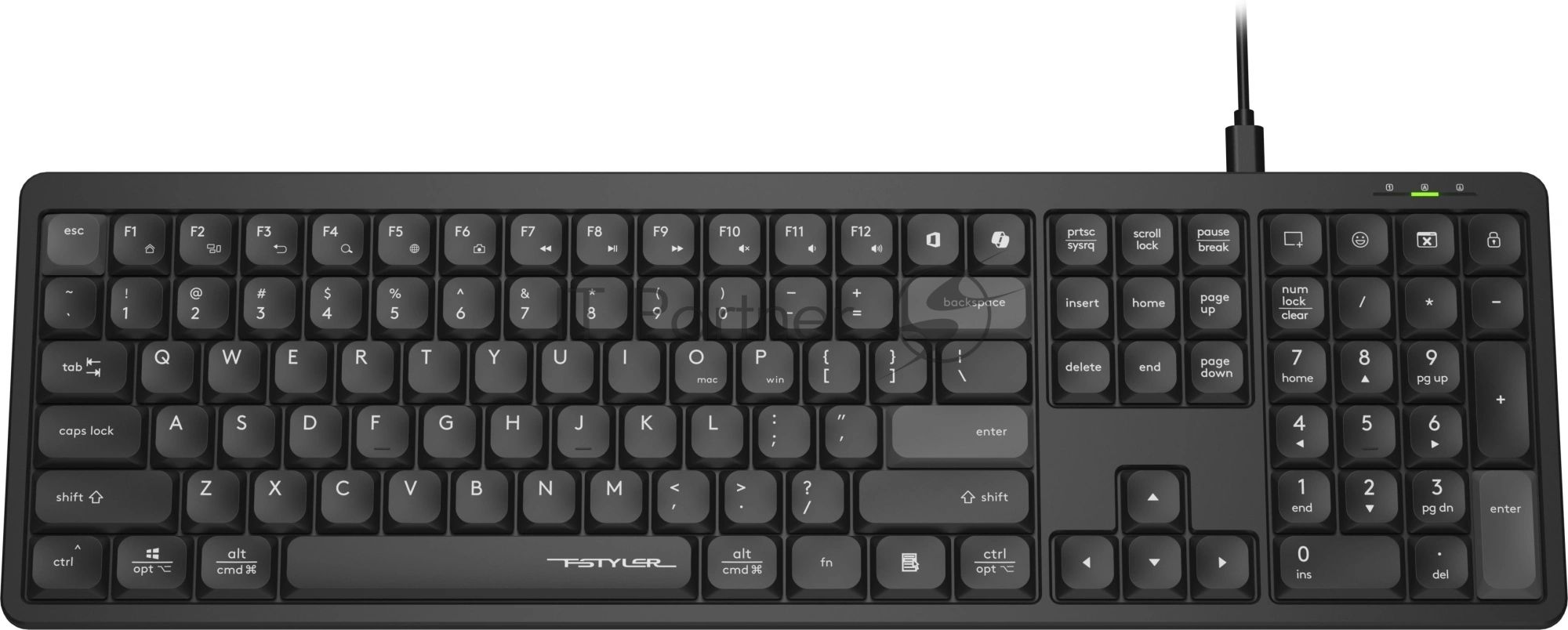 Клавиатура A4Tech FX55 черный USB slim Multimedia кабель 1.5м