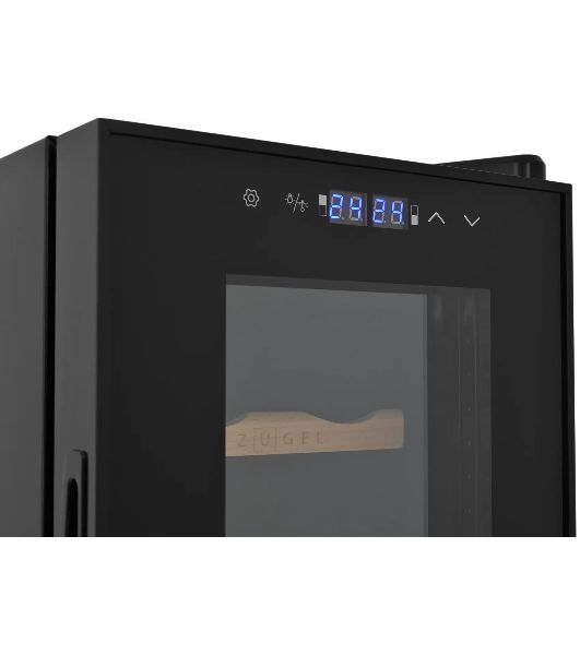 Винный шкаф ZÜGEL ZTWF181DB черный, 49 л, 2 отсека, 18 бут.