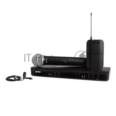 Микрофонная система SHURE BLX1288E/CVL-M17 беспроводная, двухканальная, с ручным передатчиком PG58 и петличным микрофоном CVL-B/C, частота UHF 662-686 МГц