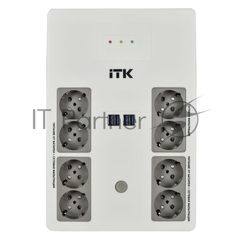 Источник бесперебойного питания ITK Electra EST8-1000VA-1-001-L / 1000 ВА / 600 Вт / 8 x CEE 7 (евророзетка)
