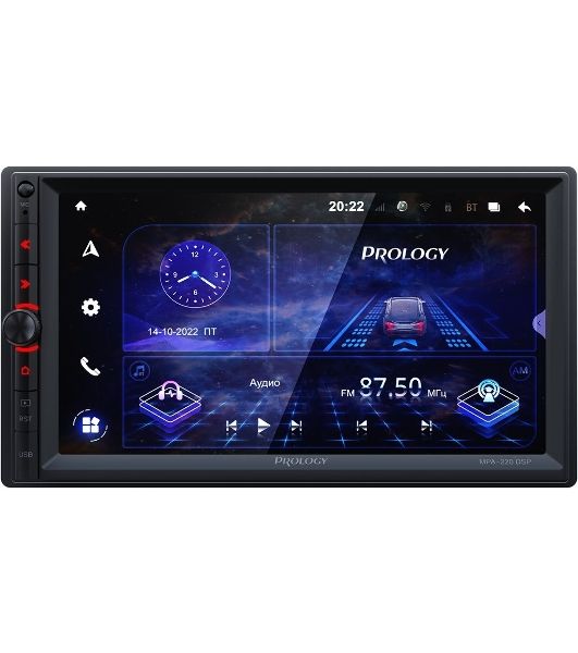Автомагнитола Prology MPA-220 DSP, 2 DIN, 7", Android 10, Bluetooth, USB Type-A, AUX, GPS, 4G, пульт ДУ