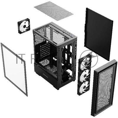 Компьютерный корпус Powercase Mistral AY4B ARGb, Tempered Glass, 4x 120мм ARGb Fans, черный, ATX (CMAYB-A4)