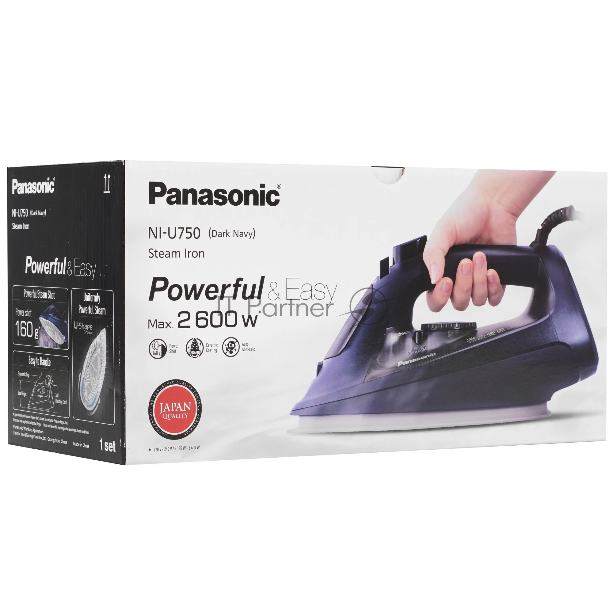 Утюг Panasonic NI-U750ATV синий, 2600 Вт, 40 г/мин, 160 г/мин, 300 мл
