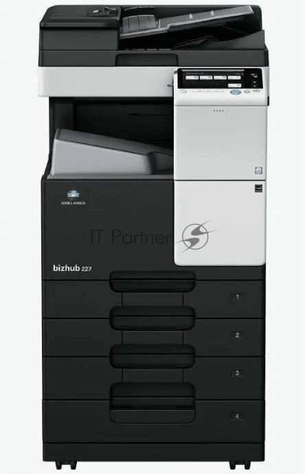 МФУ лазерное Konica-Minolta bizhub 227 монохромное, (A3, 22 стр./мин., 19000стр/мес, 250Gb, сеть, дуплекс, 2*500л, 2Gb, без крышки или автоподатчика, без тонера), обязат. установка специалистом АСЦ