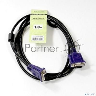 Кабель соединительный SVGA (15M/M) 1,8m 2 фильтра TV-COM QCG120H-1.8M