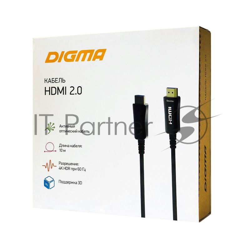 Кабель аудио-видео Digma HDMI 2.0 AOC HDMI (m)/HDMI (m) 10м. позолоченные контакты черный (BHP AOC 2.0-10)
