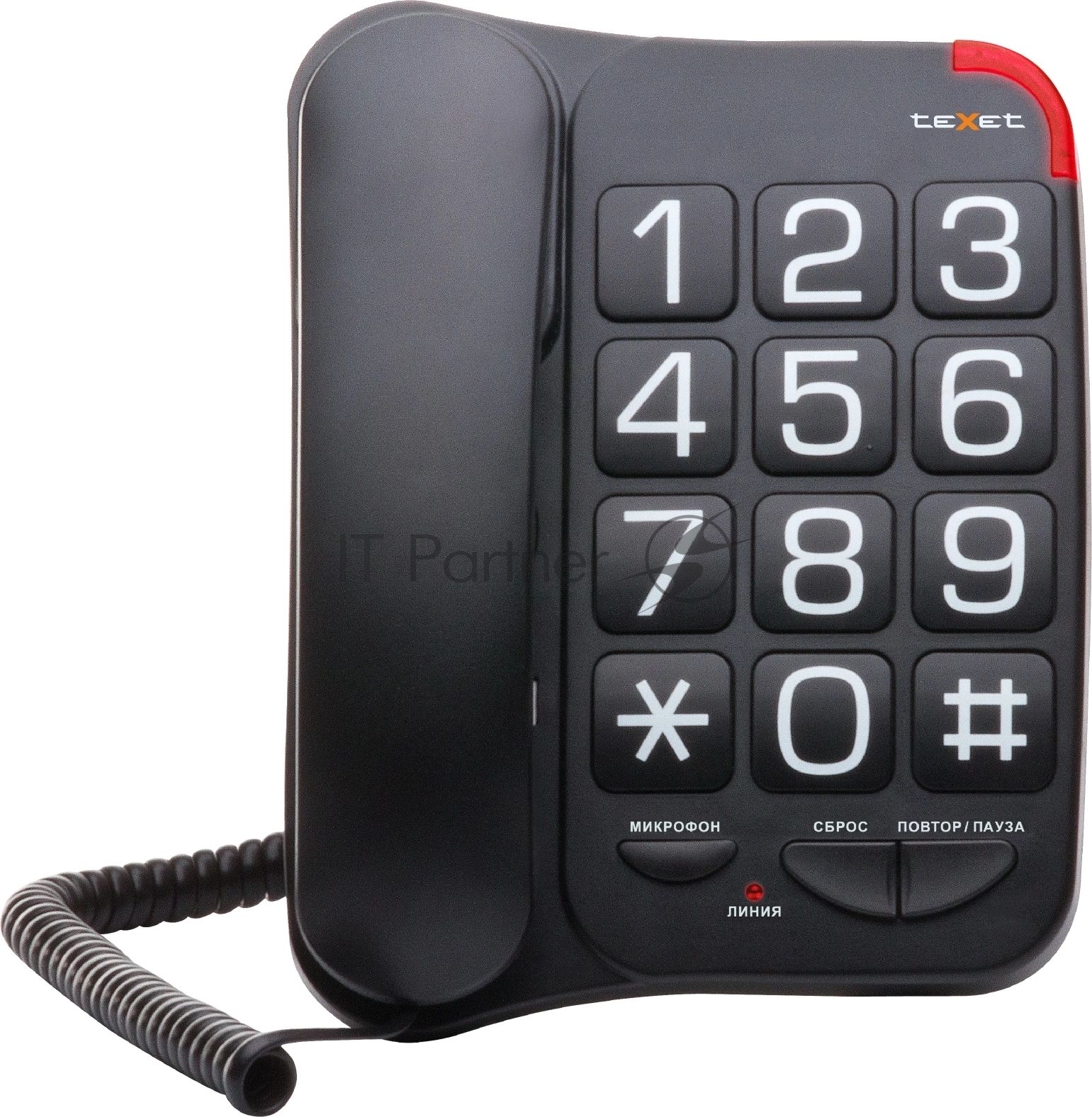 Телефон проводной teXet TX-201 черный