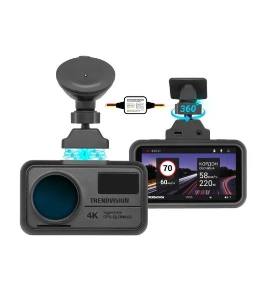 Видеорегистратор TrendVision TDR-725 Real 4K Max, 3840x2160, 3", GPS/ГЛОНАСС, Wi-Fi, G-сенсор, датчик движения, GPS-информатор