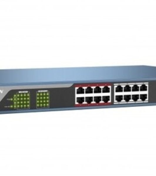 Коммутатор Hikvision DS-3E0318P-E/M(C), 16×100 Мбит/с PoE + 1×1 Гбит/с RJ45 + 1×1 Гбит/с Combo (RJ45/SFP), неуправляемый