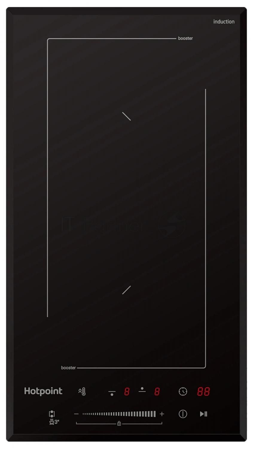Индукционная варочная поверхность Hotpoint HS 1430 BA, 2 конфорки, с зоной расширения, стеклокерамика, 3500 Вт