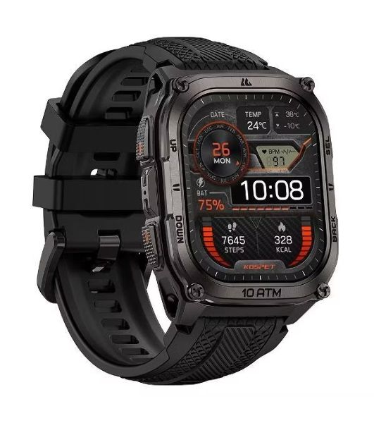 Умные часы KOSPET Tank M4, 1.96" AMOLED, Bluetooth 5.3, GPS, 10 ATM, IP69K, черный