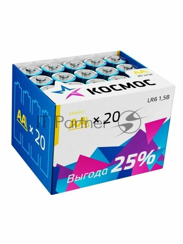Элемент питания Космос LR6 (AA) 1.5V Alkaline 20BOX
