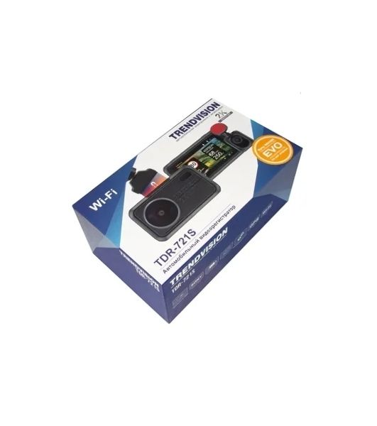 Видеорегистратор TrendVision TDR-721S EVO PRO, 2304x1296, 3", с камерой заднего вида, GPS/ГЛОНАСС, Wi-Fi, G-сенсор, датчик движения, GPS-информатор