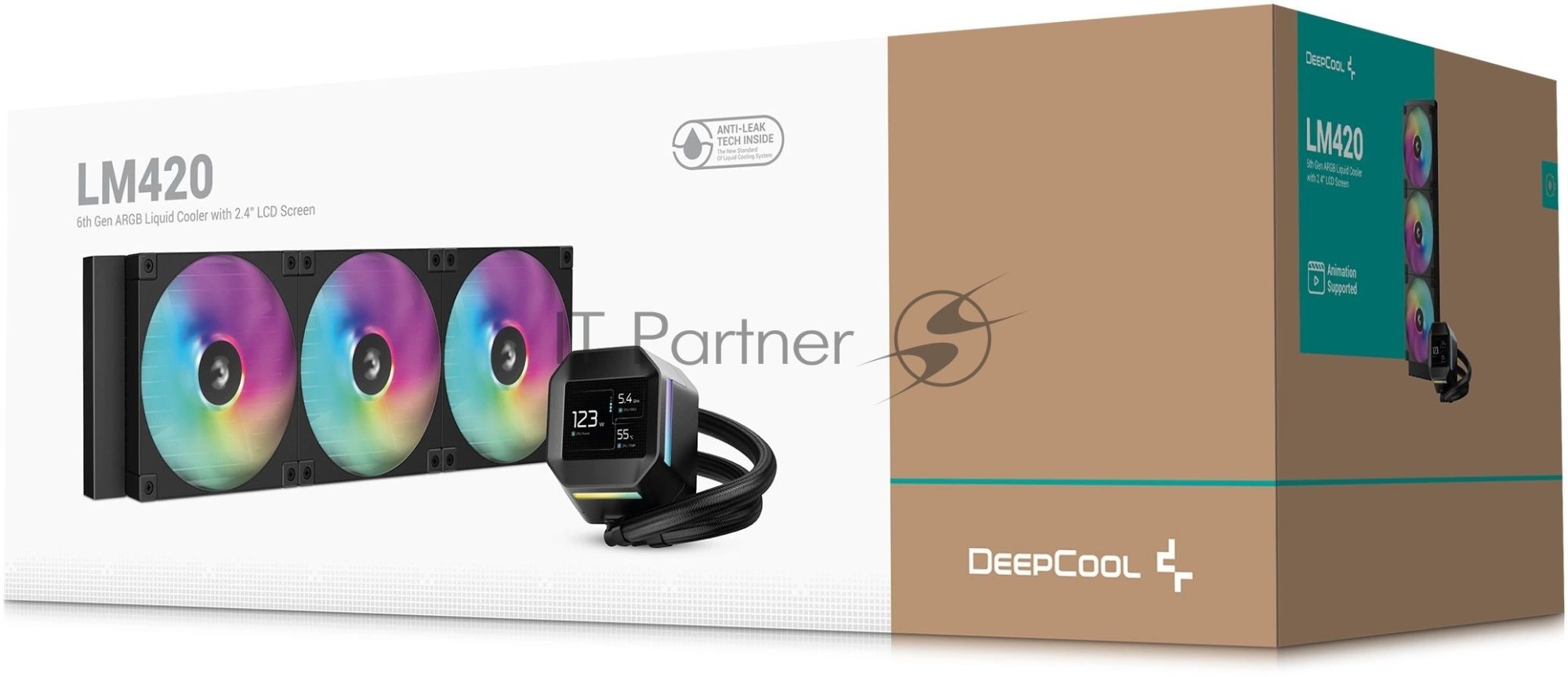 Кулер с водяным охлаждением Deepcool LM420 ARGB Soc-AM5/AM4/1200/1700/1851 черный 4-pin 25.2dB Al LCD 2176gr Ret (R-LM420-BKDMMC-1)