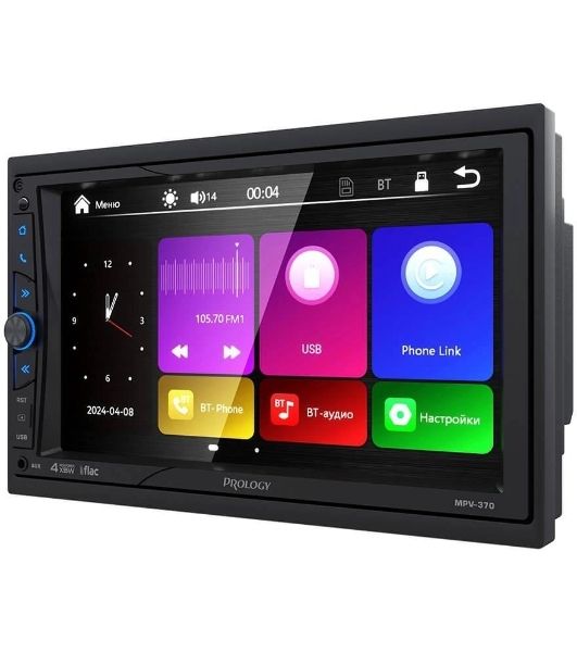 Автомагнитола Prology MPV-370, 2 DIN, 7", Bluetooth, USB Type-A, AUX, пульт ДУ