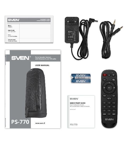Мобильные колонки SVEN PS-770 2.0 черный 2x50W Bluetooth