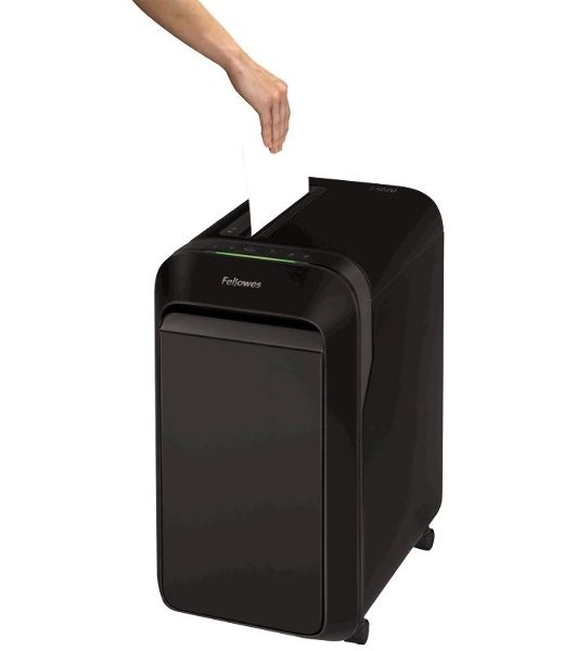 Шредер Fellowes PowerShred LX220 черный (секр.P-4)/перекрестный/20лист./30лтр./скрепки/скобы/пл.карты
