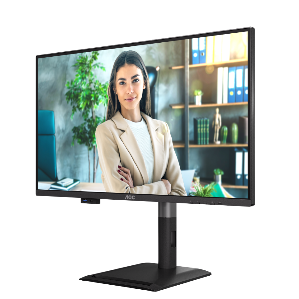 Монитор 27" AOC Q27P4U IPS 2560x1440, 120 Гц, 4 мс, 16:9, 350 кд/м², 2xHDMI 2.0, DP 1.2, USB-C (15 Вт PD), USB Hub (3x USB-A), 3.5 Jack, динамики (2x2 Вт), HDR10, Adaptive-Sync, черный
