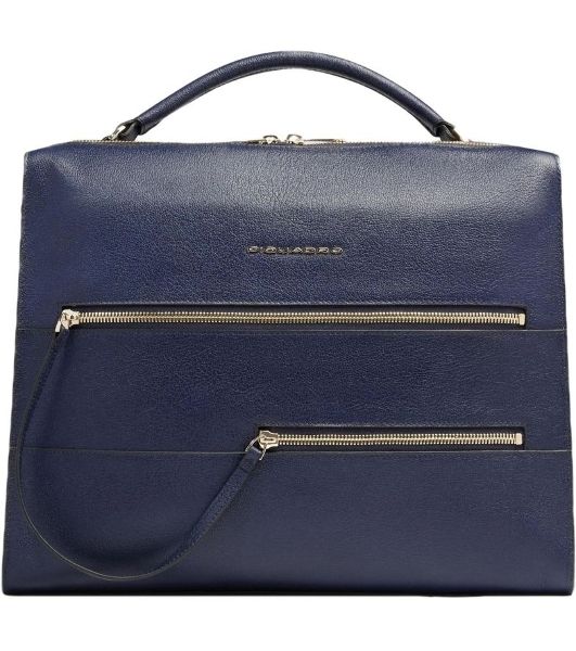 Деловая сумка женская Piquadro Patricia CA6774W140/BLU с отделением для ноутбука 14" темно-синяя натур.кожа