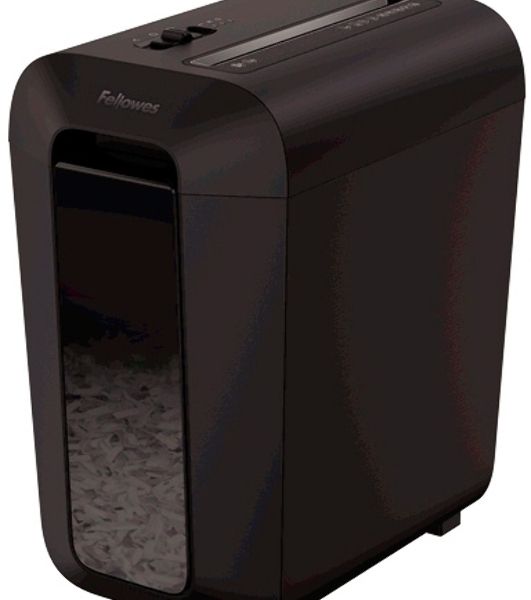 Шредер Fellowes PowerShred LX65 черный (секр.P-4)/перекрестный/10лист./22лтр./скрепки/скобы/пл.карты