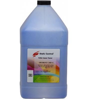 Тонер Static Control OKIUNIV3-1KG-C голубой флакон 1000гр. для принтера Oki C3300N/5500