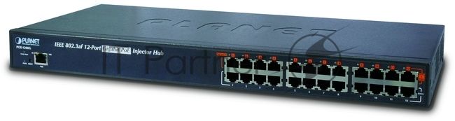 Управляемый хаб  PoE инжекторов POE-1200G , встроенный БП 12-Port 802.3at Managed Gigabit Power over Ethernet Injector Hub (full power - 200W)