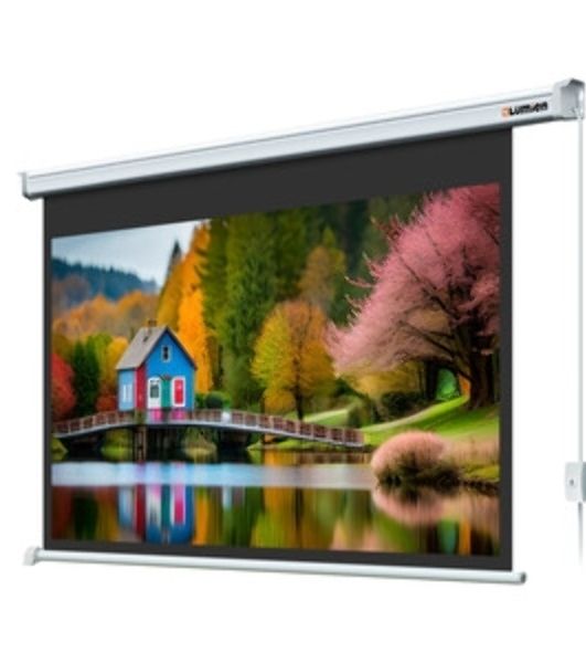 Экран с электроприводом Lumien Master Control 174х240 см (раб. область 130х232см) (104") High Contrast черная кайма сверху 40 см 16:9
