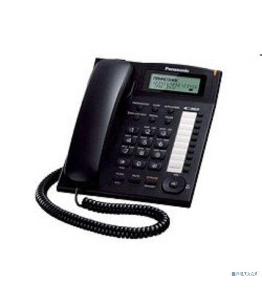 Телефон проводной Panasonic KX-TS2388RUB черный индикатор вызова,повторный набор последнего номера,4 уровня громкости звонка