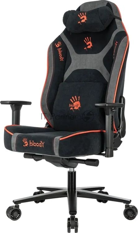 Кресло игровое A4Tech Bloody GC-680 черный/серый искусственная замша с подголов. крестов. металл