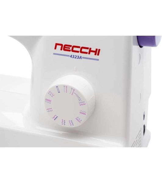 Швейная машина Necchi 4323 А белый, электромеханическая, вертикальный качающийся, 23 операции, автоматическая петля