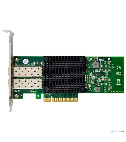 Сетевая карта ORIENT XWT-INT520PE8 2SFP+, PCI-Ex8 v2.0 2xSFP+ 10Gbps Server NIC, Intel 82599ES chipset, 10/1 Гбит/с, 2 планки крепления в комплекте (33298)