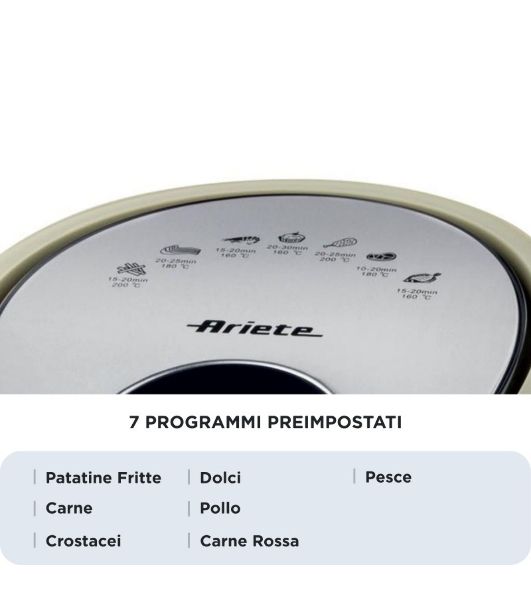 Аэрофритюрница Ariete 4618 BEIGESLVR бежевый, 1800 Вт, 7 л, сенсор, 7 программ