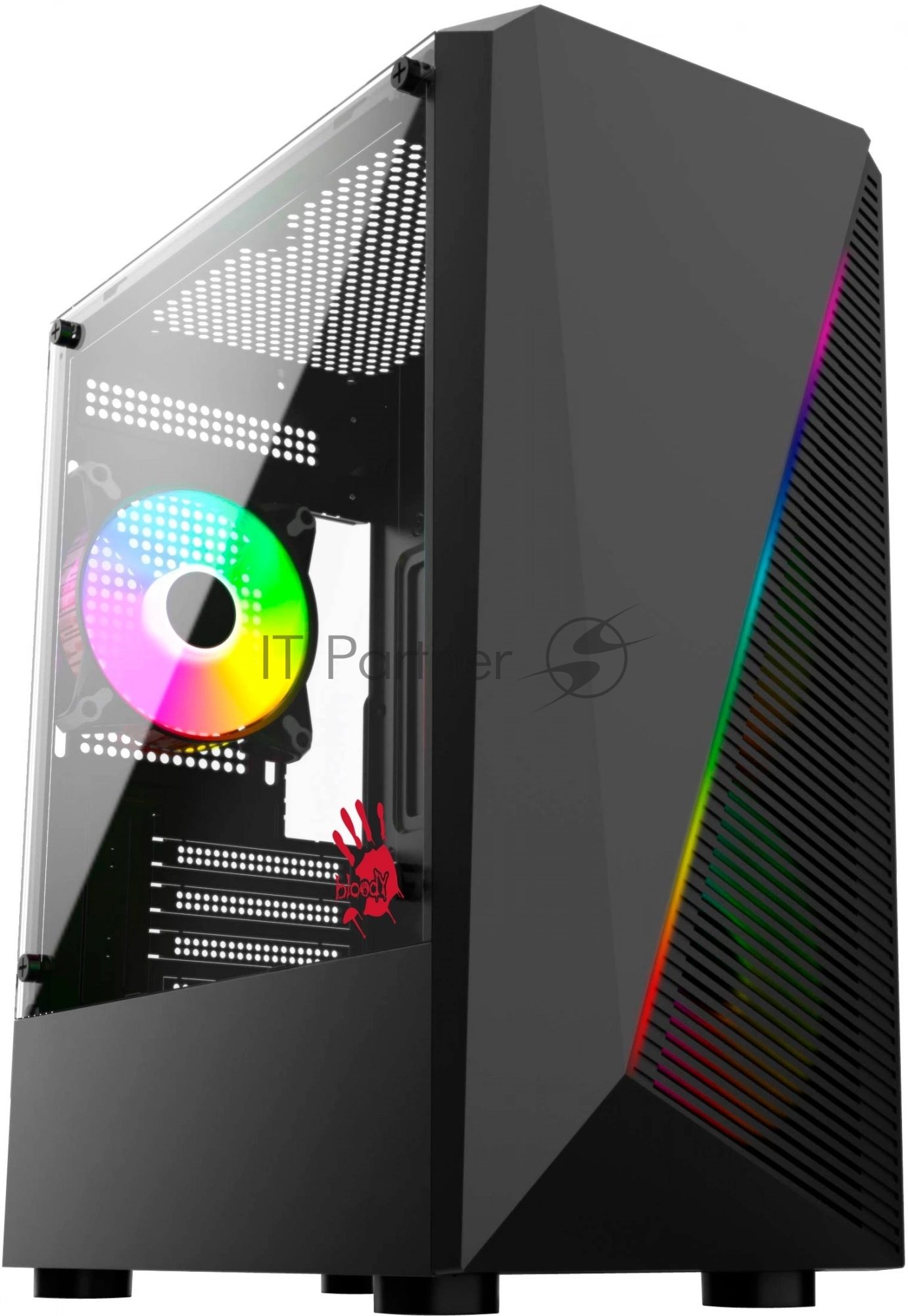 Компьютерный корпус Bloody BD-CC102F черный без БП mATX 2x120мм 2xUSB 2.0 1xUSB 3.0 audio bott PSU