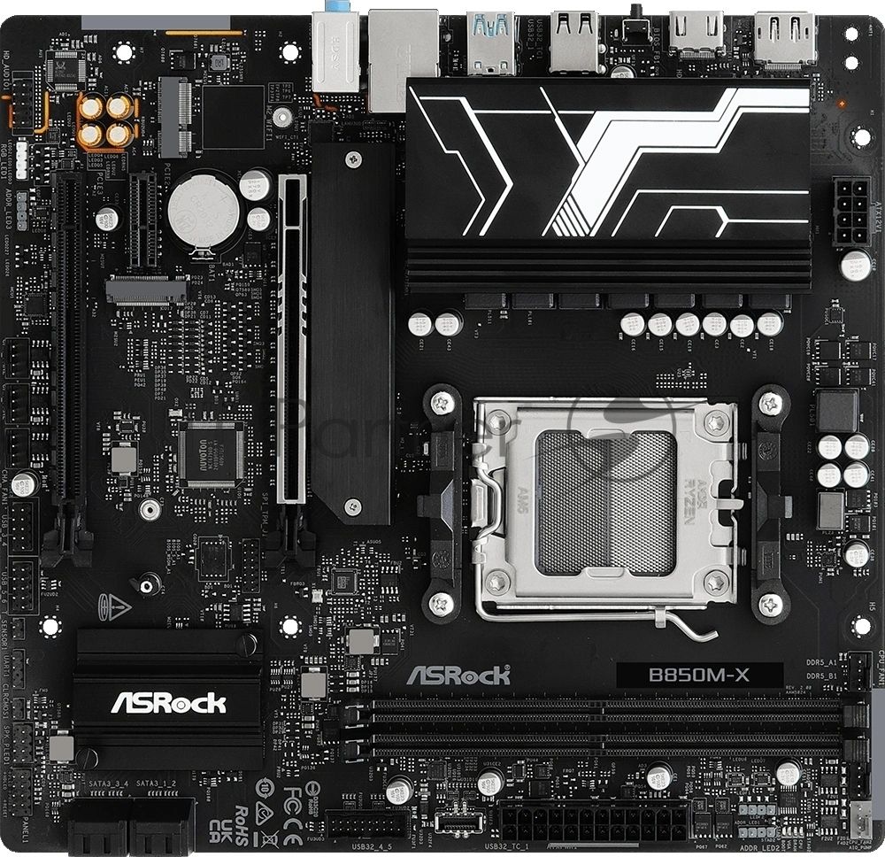 Материнская плата ASRock B850M-X R2.0, AM5, AMD B850, 2xDDR5, 4xSATA, 2xM.2, 1xPCIe 5.0 x16, DisplayPort, HDMI, 1x2.5Gb LAN, USB Type-C, 3x3.5 мм, 7.1, microATX