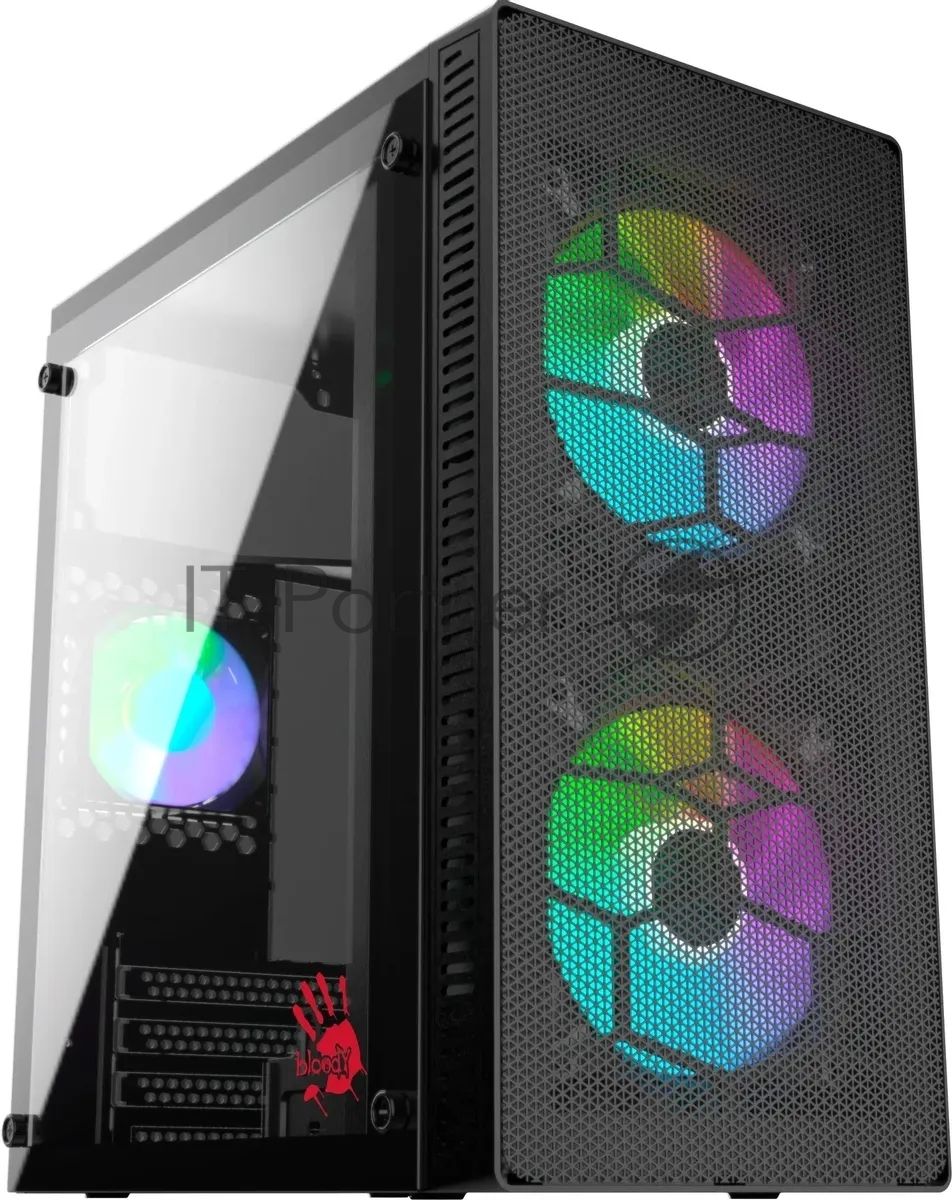 Компьютерный корпус Bloody BD-CC101 черный без БП mATX 1x80мм 1x92мм 2x120мм 2xUSB 2.0 1xUSB 3.0 audio