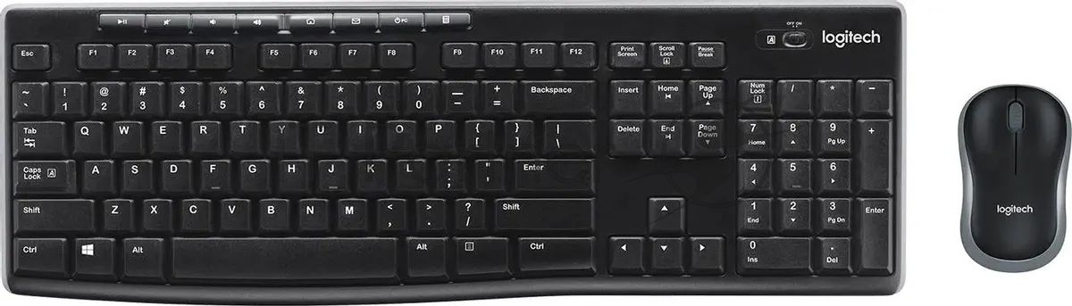 Комплект клавиатура+мышь Logitech MK270 беспроводной, USB, 1000 DPI, чёрный (неоригинальная гравировка)