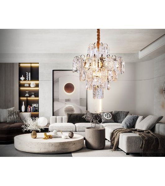 Светильник Ambrella light TR5231/9 SGD/CL/FR золото/прозрачный/белый матовый E27*9 max 40W D500*530