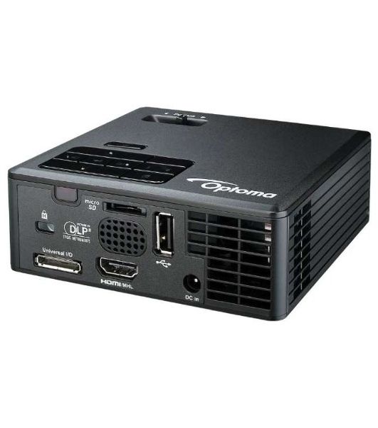 Проектор Optoma ML750e (DLP, LED, WXGA 1280x800, 700Lm, 15000:1, HDMI, USB, MHL, MicroSD, 1x1W speaker, 3D Ready, led 20000hrs, черный, 0.38kg)