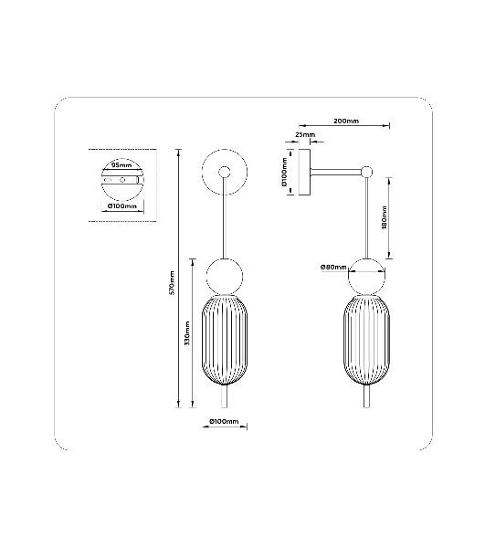 Настенный светильник Ambrella light LH53108 BS/GR/FR латунь/серый/белый матовый G9 max 28W 100*200*570
